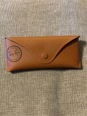 RAY-BAN Brown Pebbled Leather Snap Sunglasses Glasses Case